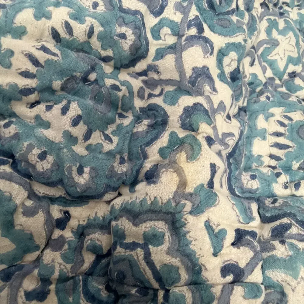 4 Vintage Pottery Barn Quilted Shams Blue White Floral Vine 2 Euro 2 Standard
